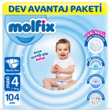 Molfix Kanal Teknolojisi Dev Avantaj Paketi 4 Beden Maxi 104 Adet