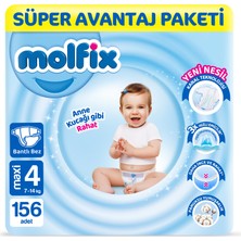 Molfix Kanal Teknolojisi Süper Avantaj Paketi 4 Beden Maxi 156 Adet