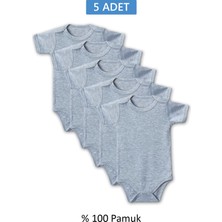Marsilyan Gri Yarım Kol Body Zıbın 7-12 Yaş Çocuklar Için (5 Adet) Alttan Çıtçıtlı Özel Gereksini