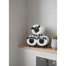 3'lü Set: Dekoratif Kuzu Figürlü Yedek Tuvalet Kağıdı Standı ve Banyo Organizeri