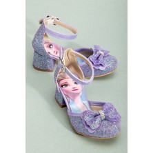 SGF Kids Mor Çocuk Karakterli Topuklu Abiye Ayakabı