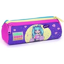 Indispensablely Coral High Mor Anime Üç Gözlü Kalemlik Kalem Çantası - Kız Çocuk