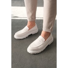 Roof Atelier Erkek Beyaz Kalın Taban Loafer Ayakkabı - 2417 - Fbt