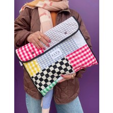 Elva Laptop Macbook Kılıfı Kalın Korumalı Tüm Inçler Kumaş Kapitone Patwork Bilgisayar Kılıfı