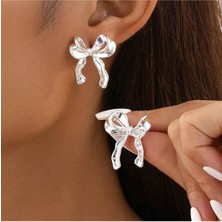 Eredka Gümüş Renk Fiyonk Küpe