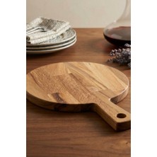 Doğal Gürgen Ağacı Saplı Sunum Tahtası-Pizza Servis Tabağı Et ve Şarküteri Tahtası