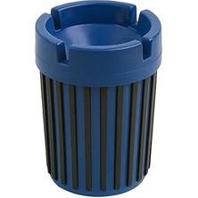 Indispensablely Mavi-Bej-Gri-Sarı Çizgili Küllük – Araç Içi, 12X9 Cm, Kapaklı, Koku Duman Hapseden Tasarım (Mavi