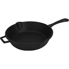 Indispensablely Lava Döküm Yuvarlak Kızartma Tavası Döküm Demir Yekpare Saplı. ÇAP(Ø)24CM