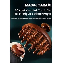 Feyza Design Doğal Ahşap Masaj Tarağı, 28 Dişli Saç ve Vücut Masajı Için