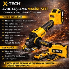 Sgs Akülü Avuç Taşlama Makinası Seti 20V 2*4.0AH (Kömürsüz Motor)