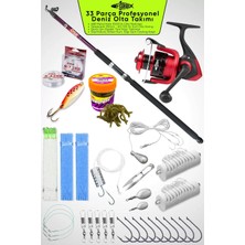 Fishack 33 Parça Profesyonel Deniz Olta Takımı Seti - Mor - 350cm Kamış 60/120gr / 50'lik Metal Kafa Makine