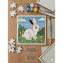 Hobi Universe Çocuklar Için Kendin Yap (Dıy) Ahşap Tavşan Boyama Seti - Montessori Eğitici Hobi Boyama Seti