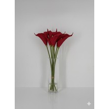 Miha Deco Yapay Lüks Islak Görünümlü Kırmızı 8li Gala Çiçeği Buketi
