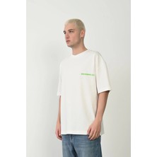 Erkek Baskılı T-Shirt Kısa Kol Bisiklet Yaka Rahat Kalıp Tişört - Beyaz