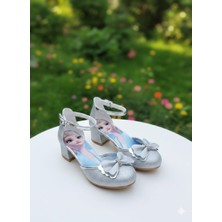 SGF Kids Gümüş Çocuk Karakterli Topuklu Abiye Ayakabı