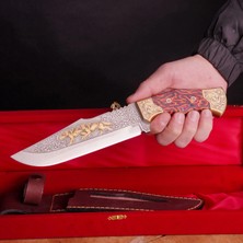 Köse Mehmet Koleksiyonluk ve Hediyelik Bıçak 24K Altın Kaplama Gravür Işlemeli - Kadife Kutulu