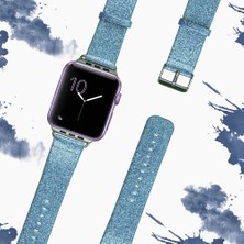 Buyx Ally Apple Watch 7-8 45MM 6-5-4 44MM Kordon Kayış Deri Parlak 3-2-1 42MM-(5775) - BU002T-7FP2D4