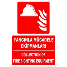 Tembel Baykuş Yangınla Mücadele Ekipmanları Türkçe-Ingilizce Uyarı Levhası 20X30 cm Forex