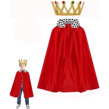 My Best Store Çocuk Kral Pelerini 90 cm ve Altın Renk Kral Taç Seti (4887) MYBESTSTORE-482957