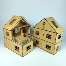 Maket Ev 6'lı Boyama Seti Ile  Ahşap  Hobi Proje Ödev Boyama Aktivitesi Oyuncak Doğal Ahşap Malzeme