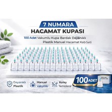 Ronanna 7 Numara Hacamat Kupası 100 Adet Vakumlu Kupa Bardak Dayanıklı Plastik Manuel Hacamat Kabı Seti