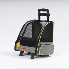 Missidea Brave Paws Tekerlekli Çekçek Mekanizmalı Fileli Kedi ve Köpek Taşıma Çantası Gri