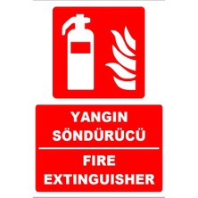 Tembel Baykuş Yangın Söndürücü Türkçe-Ingilizce Uyarı Levhası 20X30 cm Forex