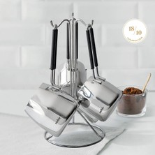 Nehir Modern 4 Parça Standlı Paslanmaz Çelik Cezve Seti