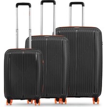 Ground Sirius 3'lü Valiz Seti Kaykay Tekerlekli Siyah - 10728