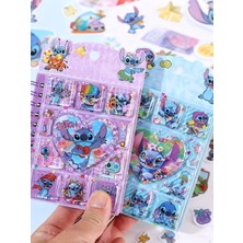 ÖZ OFİS Stitch 3D Sulu Kapak 8 Sayfa Sticker 30 Sayfa Not Defteri & Sticker Defter - Anahtarlık Hediyeli