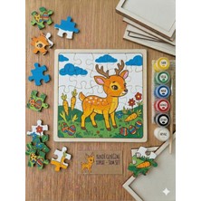 Hobi Universe Çocuklar Için Kendin Yap (Dıy) Ahşap Geyik Boyama Seti - Montessori Eğitici Hobi Boyama Seti