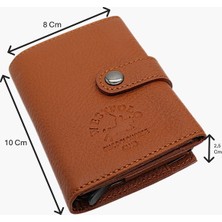 Westpolo Hakiki Deri Kağıt Para, Bozuk Para ve Bol Kart Bölmeli Unisex Mekanizmalı Cüzdan - Taba