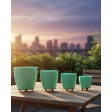 Buyx 4’lü 3D Mint Yeşil Saksı Seti Modern Tasarım Dekoratif Ayaklı Vazo - BU002T-7HEUN3