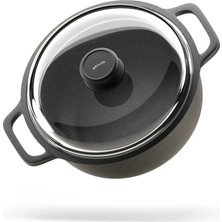 GRILL'O Padella Alüminyum Döküm Cam Kapaklı Tencere 28 cm