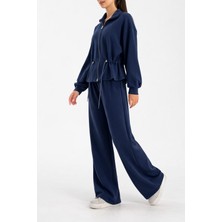 Lubiti Modal Kumaş Fermuarlı Bel Büzgülü Baggy Pantolon Rahat Spor Takım