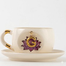 BSK Ceramics Handmade Harfli Lotus Çay Fincanı Inner Peace G Harfi