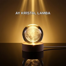 Buyx 3D Lazer Işlemeli Ay Küresi Ahşap Standlı USB Bağlantılı Dekoratif Lamba - BU002T-7GK9P9