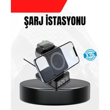 Buyx LED Dijital Saatli Kablosuz Şarj Cihazı – 3 Parlaklık Ayarlı Şarj Koruma Tekn - BU002T-7GJ3Z