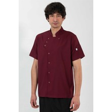 Etifa Tekstil Profesyonel Aşçı Ceketi Likralı Soft Kumaş Rahat Kalıp Şef Mutfak Üniforma Bordo