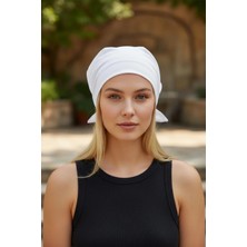 Etifa Tekstil Üçgen Bandana Fular Bone Mutfak ve Aşçı Bone Likralı Soft Beyaz