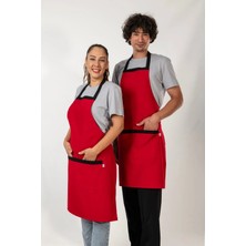 Etifa Tekstil Teos Model Mutfak Önlüğü Leke Tutmaz Profesyonel Aşçı ve Şef Önlüğü Kırmızı