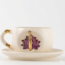 BSK Ceramics Handmade Harfli Lotus Çay Fincanı Inner Peace İ Harfi