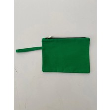 Etifa Tekstil Kanvas Clutch Çanta Astarlı Dayanıklı Fermuarlı Günlük Kullanım Kadın El Çantası Organizer Çanta Yeşil