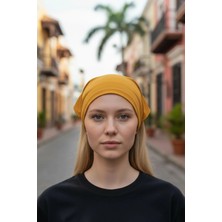 Etifa Tekstil Üçgen Bandana Fular Bone Mutfak ve Aşçı Bone Likralı Soft Hardal