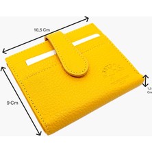 Westpolo Hakiki Deri Kağıt Para ve Bol Kart Bölmeli Patlı Unisex Cüzdan - Sarı