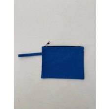 Etifa Tekstil Kanvas Clutch Çanta Astarlı Dayanıklı Fermuarlı Günlük Kullanım Kadın El Çantası Organizer Çanta Mavi