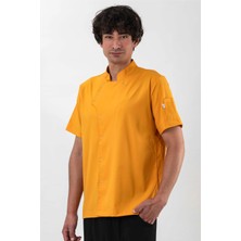 Etifa Tekstil Profesyonel Aşçı Ceketi Likralı Soft Kumaş Rahat Kalıp Şef Mutfak Üniforması Hardal