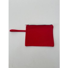 Etifa Tekstil Kanvas Clutch Çanta Astarlı Dayanıklı Fermuarlı Günlük Kullanım Kadın El Çantası Organizer Çanta Kırmızı