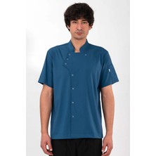 Etifa Tekstil Profesyonel Aşçı Ceketi Likralı Soft Kumaş Rahat Kalıp Şef Mutfak Üniforma Indigo Mavi