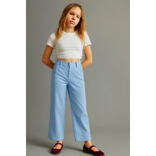 Esila Kids Kız Çocuk Pantolon Gabardin Geniş Paça Pantolon 4-11 Yaş